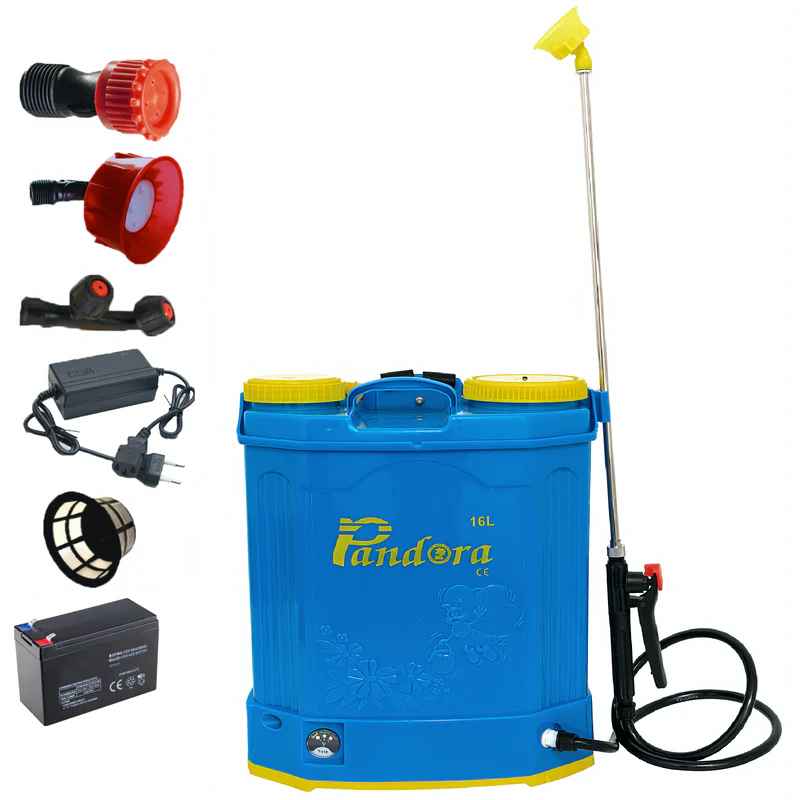 Pompa de stropit cu acumulator Pandora 16L cu regulator presiune, 5.5 Bar, 3 duze incluse, Vermorel