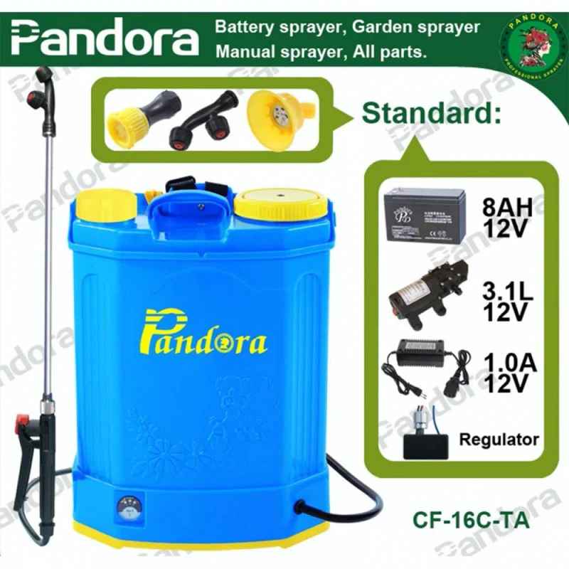 Pompa de stropit cu acumulator Pandora 16L cu regulator presiune, 5.5 Bar, 3 duze incluse, Vermorel