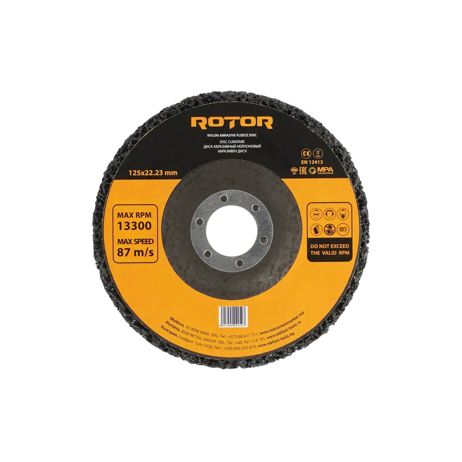 Disc Abraziv Indepartare Vopsea ROTOR, 125x22.2mm, P80, Type Coral, lemn si metal, pachet 5 buc