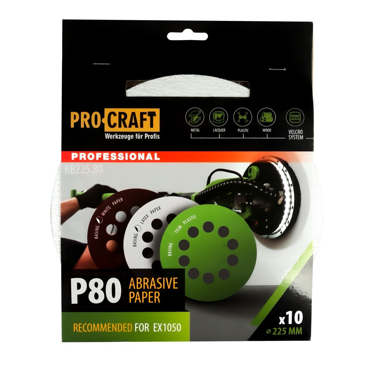 Disc abraziv pentru slefuitor cu excentric KB225.80 PROCRAFT (Set 10 buc)