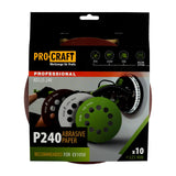 Disc Abraziv ProCraft KD225.240, 225 mm, P240, set 10 buc
