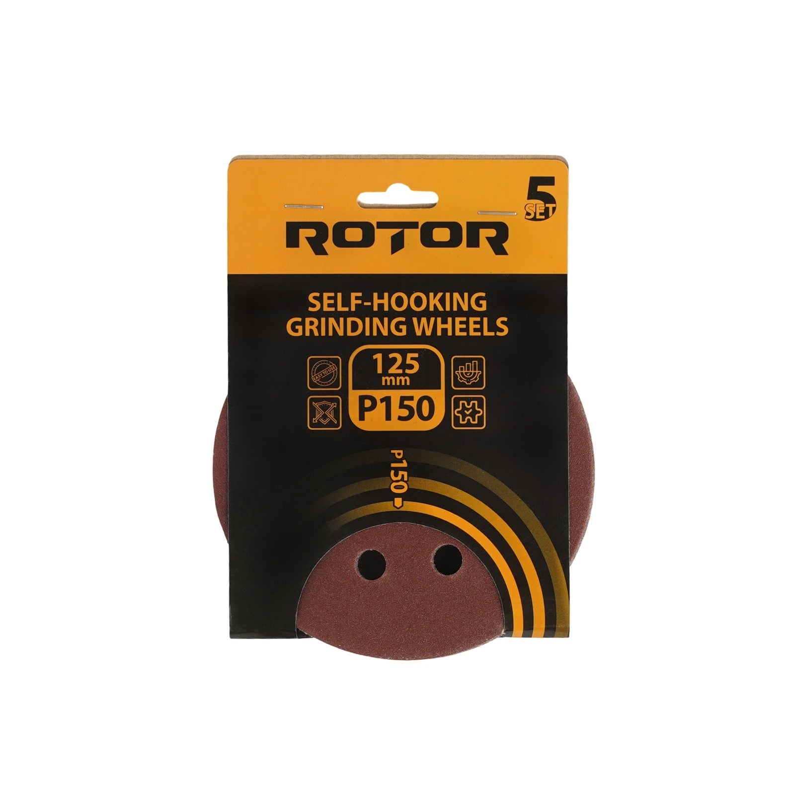 Disc abraziv pentru slefuitor cu excentric ROTOR 125 P150 - Pachet 5 bucati