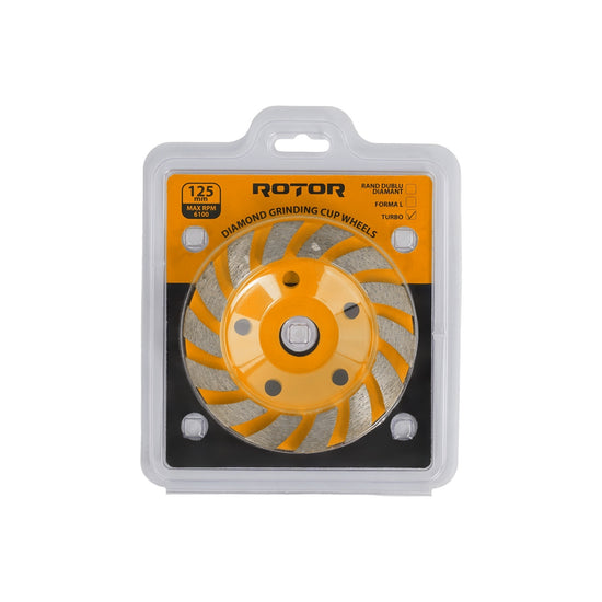 Disc Cupa Diamantata Turbo ROTOR, 125mm, pentru slefuit beton si piatra