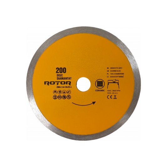 Disc diamantat 200x1.6x25.4 continuu with water Rotor, Ef-21213