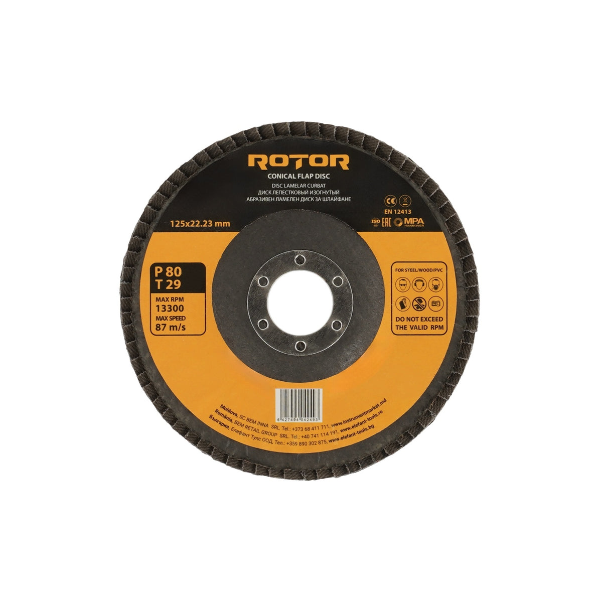 Disc lamelar curbat ROTOR 125*22,23 P80 T29