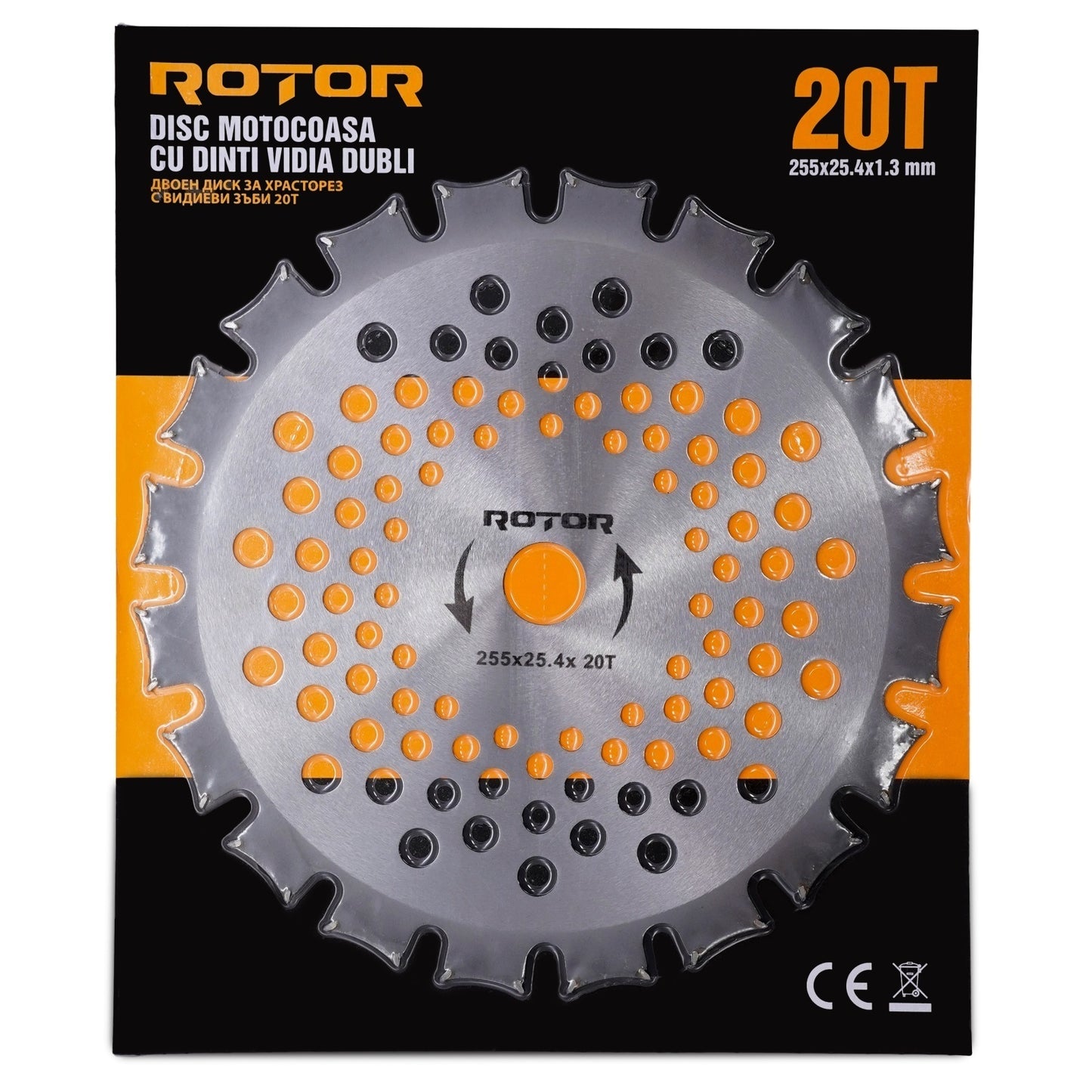 Disc motocoasa Vidia dublu ROTOR, 255 mm, 25.4 mm