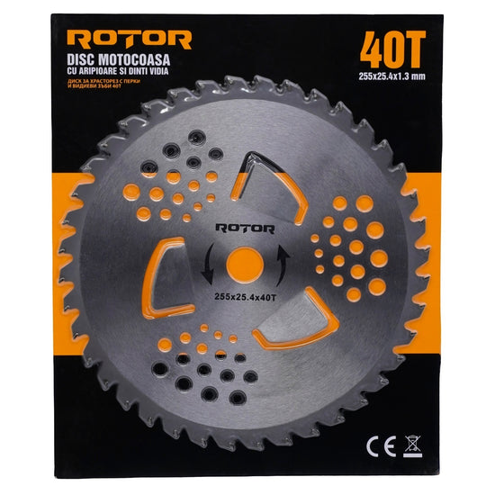 Disc Motocoasa ROTOR, 40T, Vidia cu aripioare, 255x25.4x1.3mm
