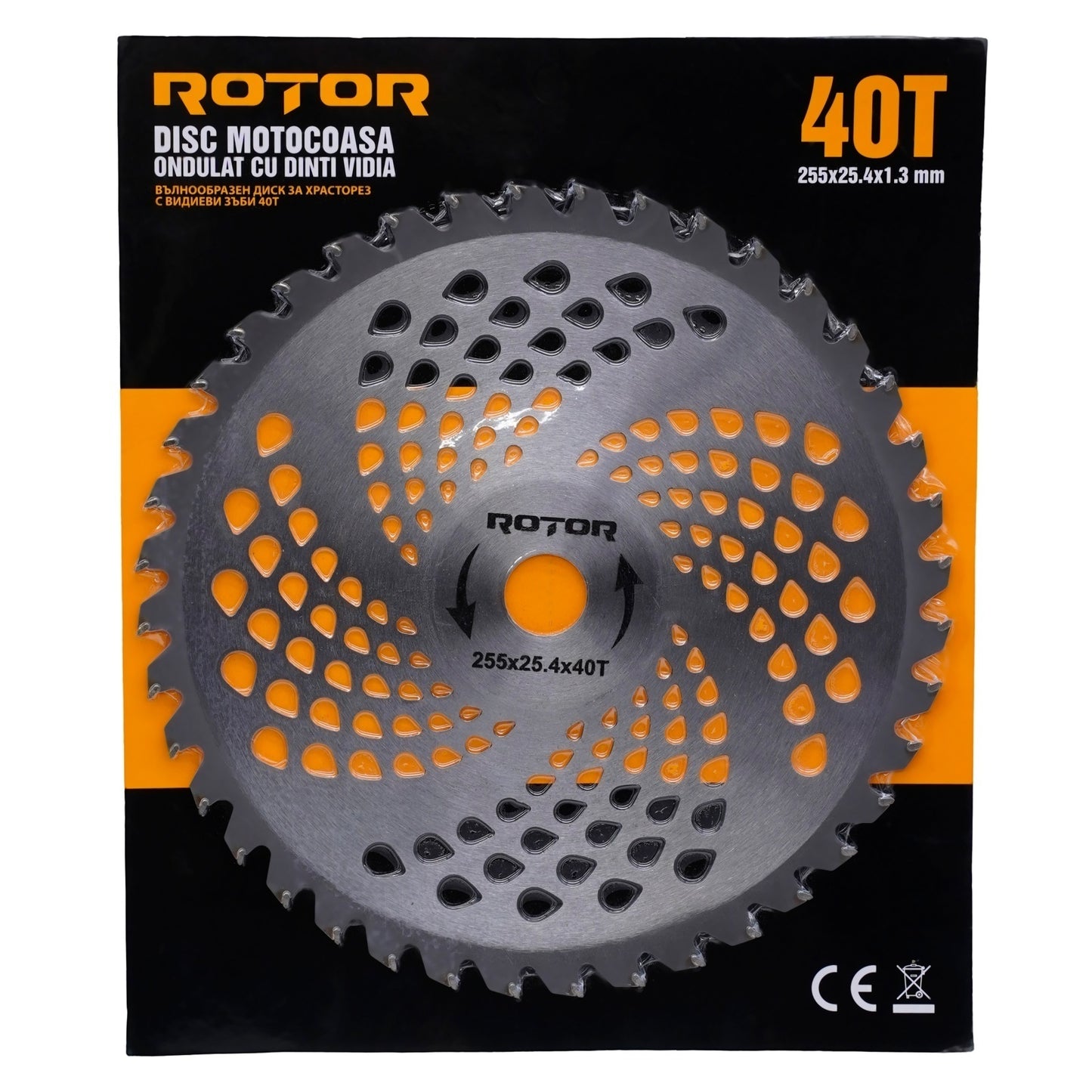 Disc motocoasă 40T ondulat cu Vidia 255x25,4x1,3 mm ROTOR