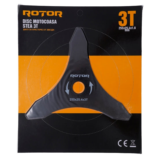 Disc Motocoasa Stea 3T ROTOR, 255x25.4x1.6mm, pentru cosit iarba
