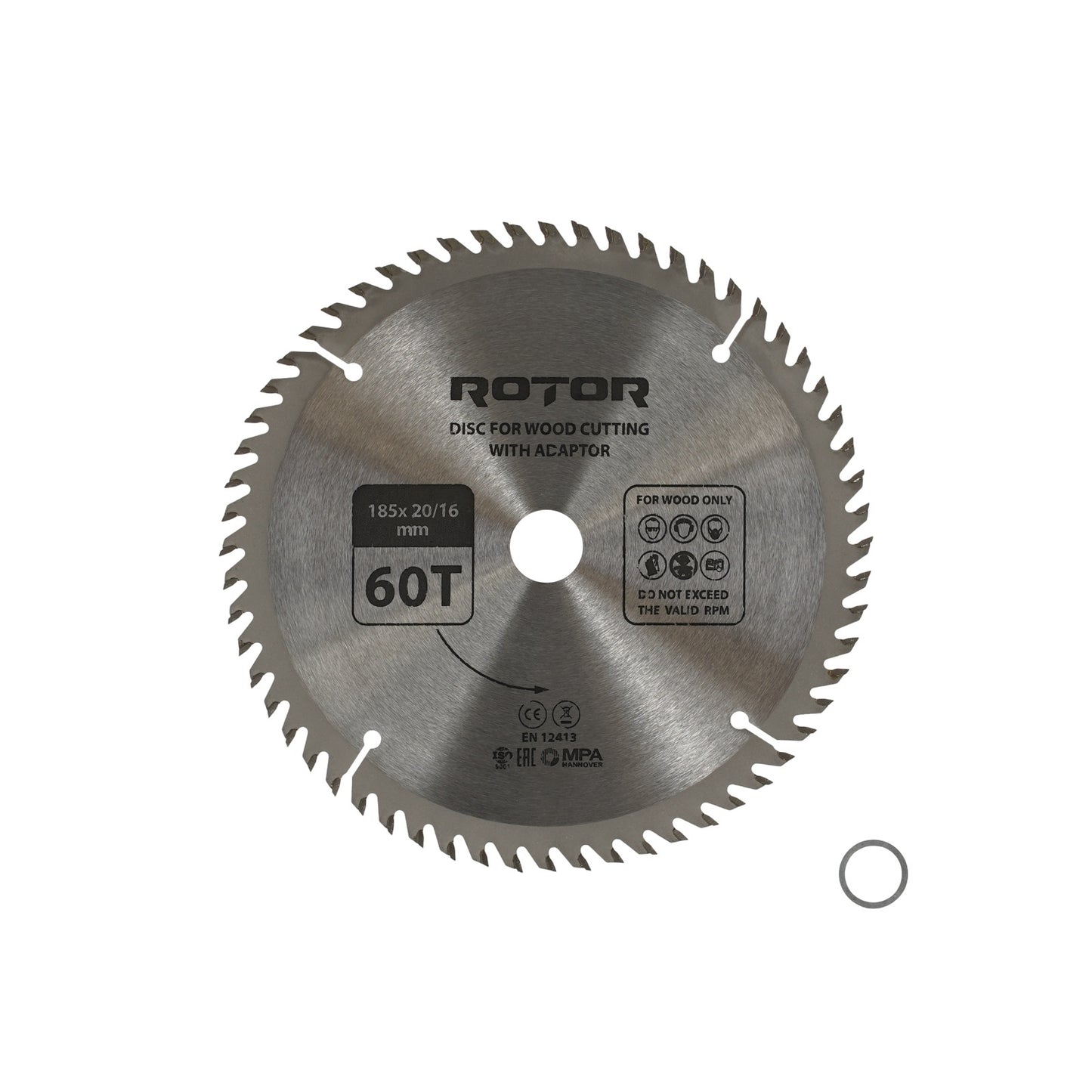 Disc taiat lemn ROTOR 185*20/16 cu adaptor 60T