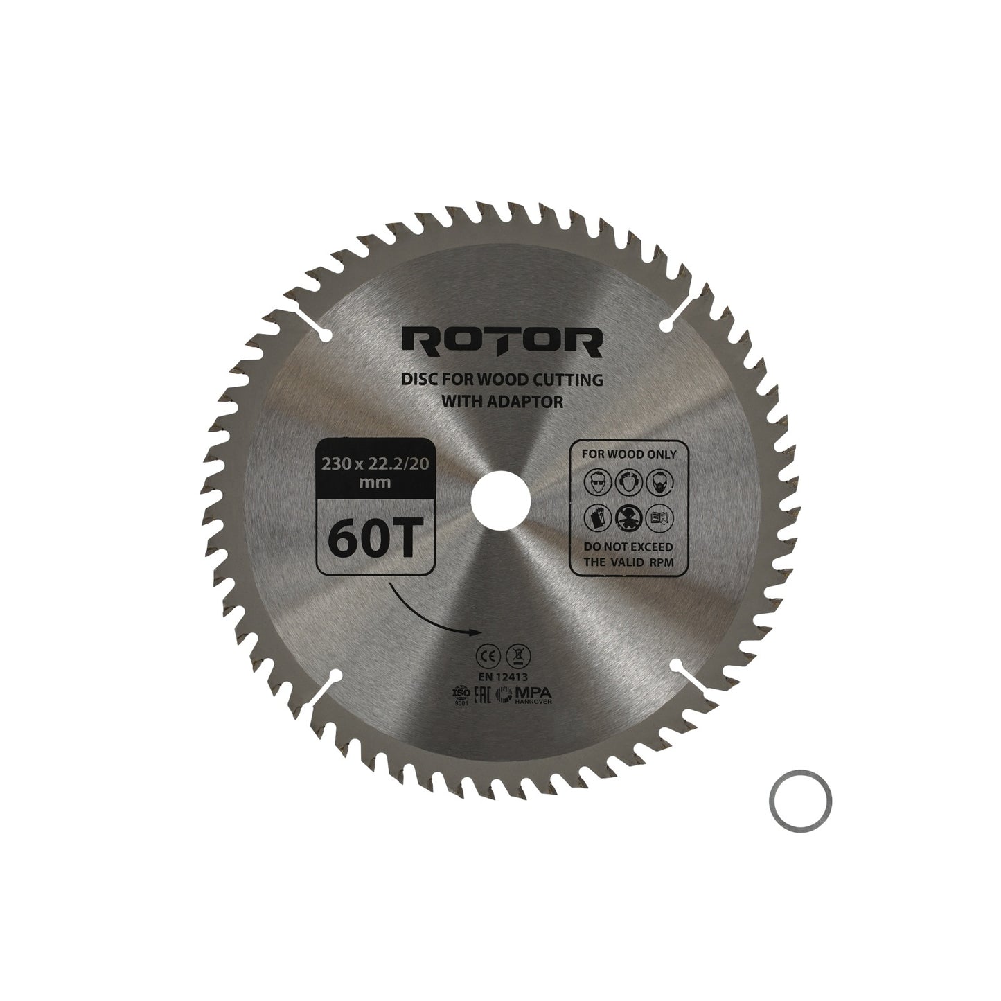 Disc taiat lemn ROTOR 230*22,2/20 cu adaptor 60T