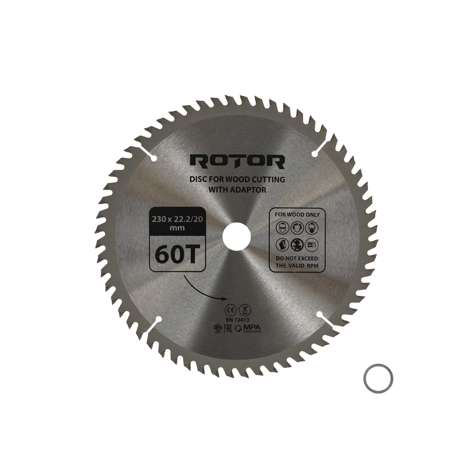 Disc taiat lemn ROTOR 230*22,2/20 cu adaptor 60T