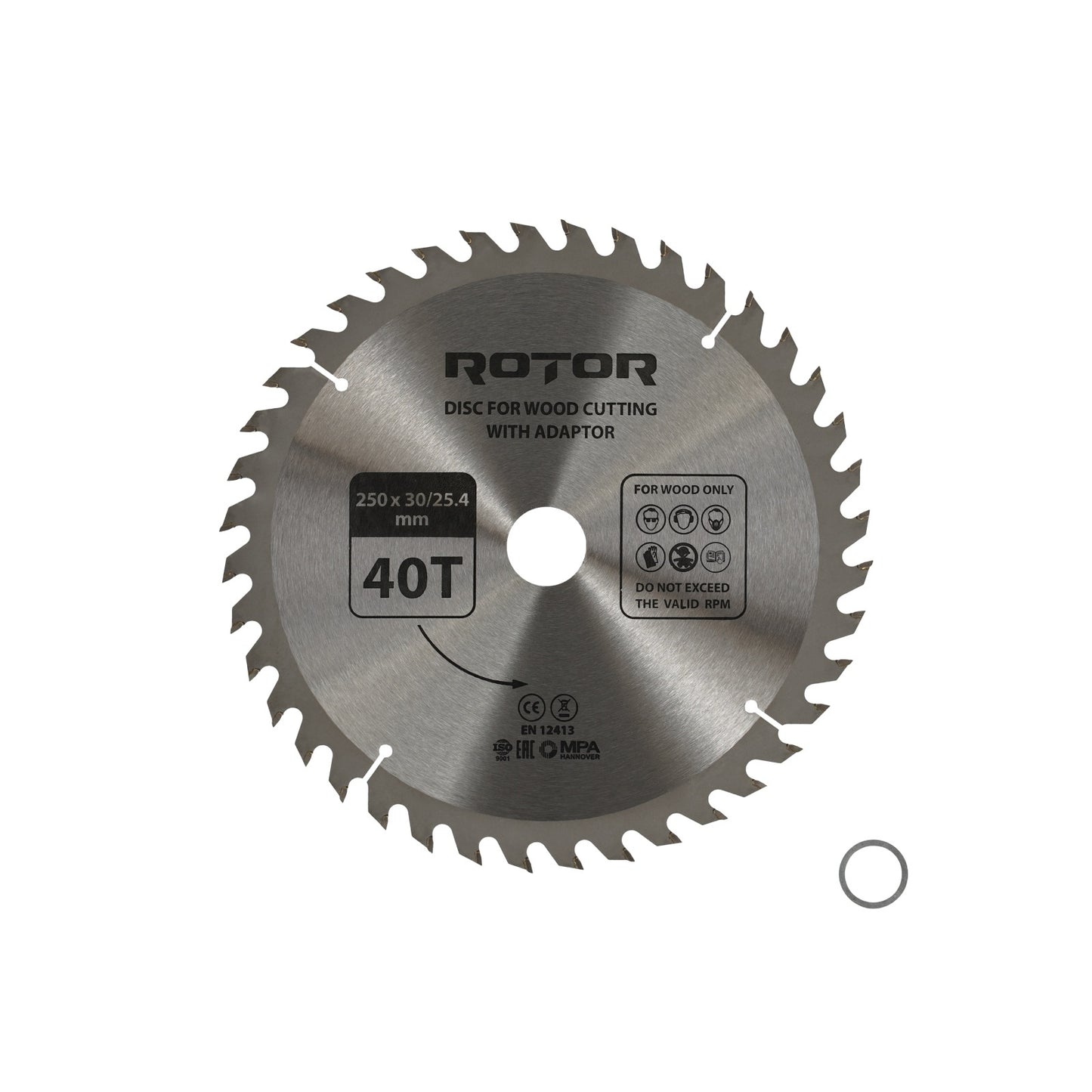 Disc taiat lemn ROTOR 250*30/25,4 cu adaptor 40T