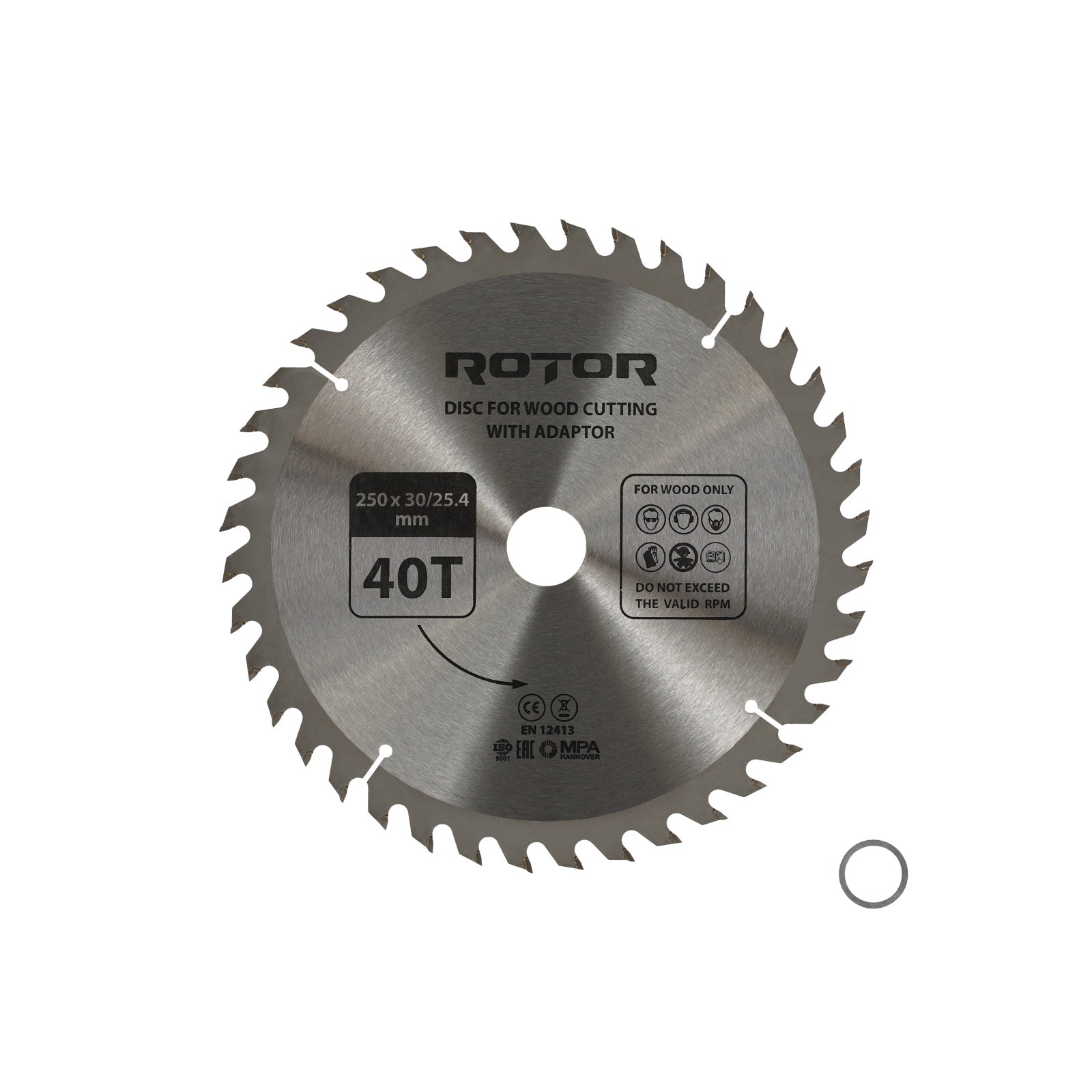 Disc taiat lemn ROTOR 250*30/25,4 cu adaptor 40T