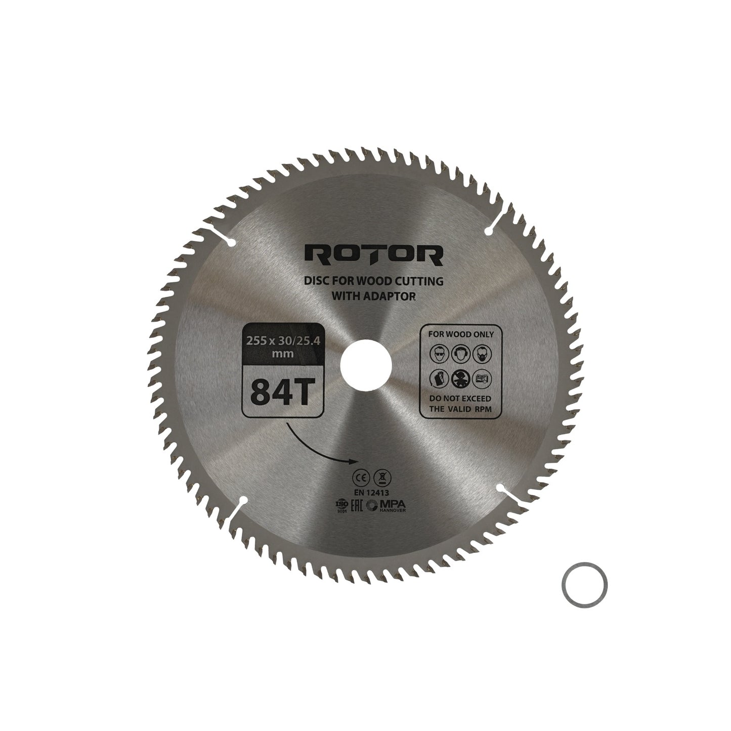Disc taiat lemn ROTOR 255*30/25,4 cu adaptor 84T
