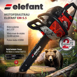 Drujba pe benzina ELEFANT EM-5.5, 5.5CP, 52cc, 10000rpm, lame 38 si 45cm, 2 lanturi