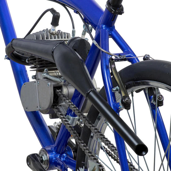 Esapament kit motor bicicleta 2T, detaliu flansa si prinderi