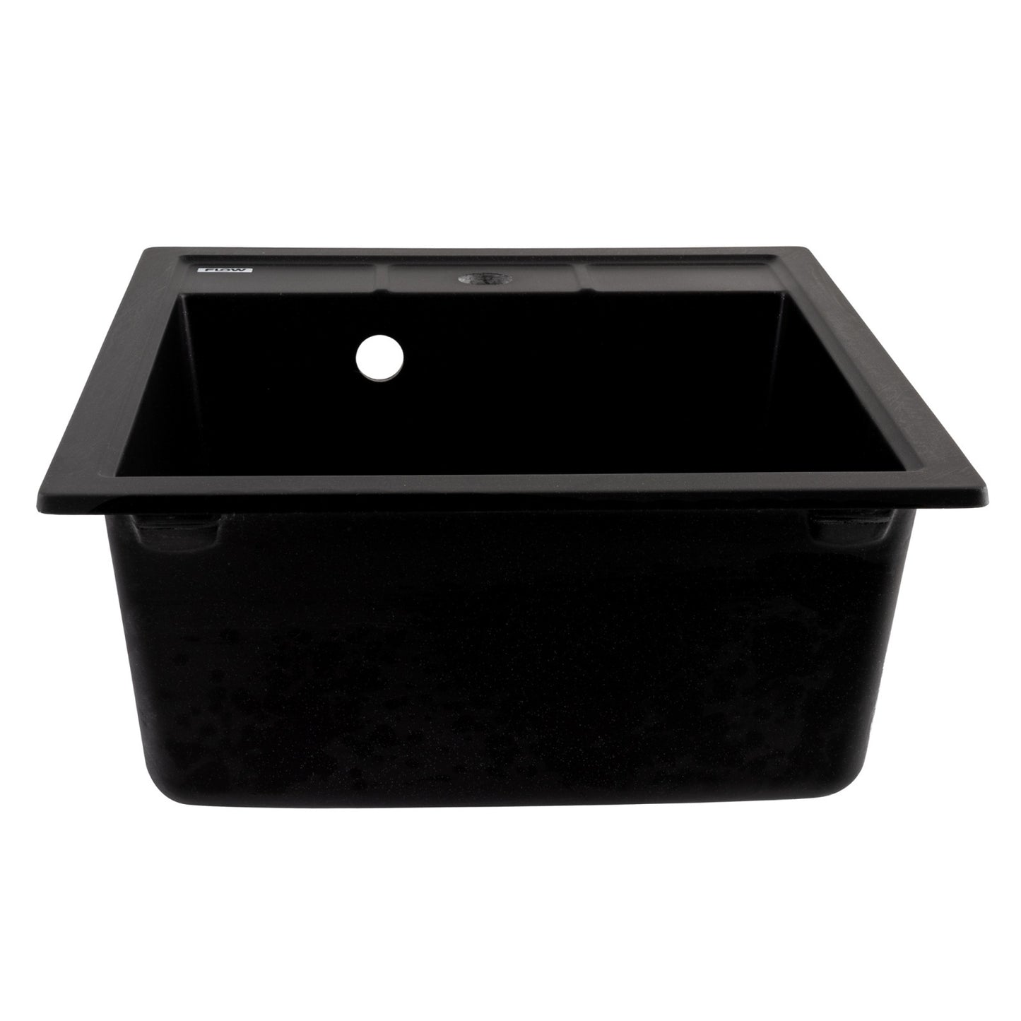 FCB-4651BBM/1, Chiuveta de bucatarie din granit cu o cuva, seria BRICK, Black/Metallic, 460x515x200 mm, FLOW