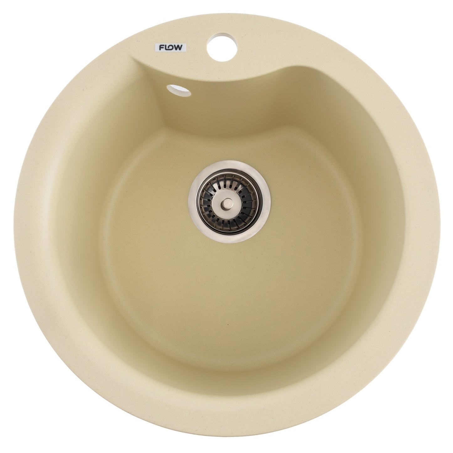 FCB-485WI/1, Chiuveta de bucatarie din granit cu cuva rotunda, seria WAVE, Ivory, 485x210 mm, FLOW