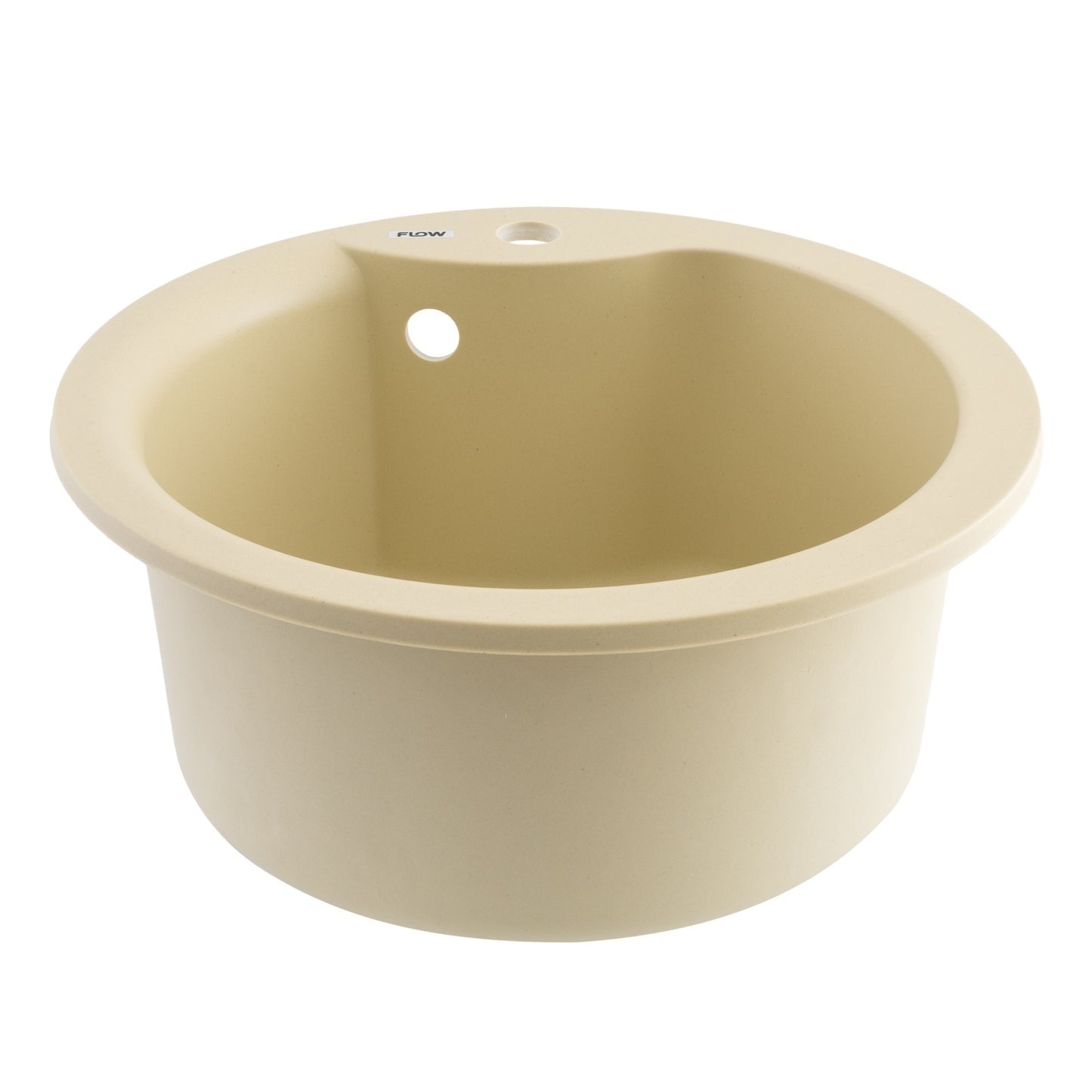 FCB-485WI/1, Chiuveta de bucatarie din granit cu cuva rotunda, seria WAVE, Ivory, 485x210 mm, FLOW