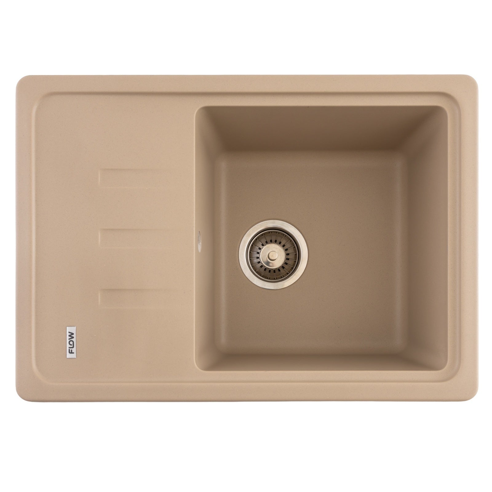 FCB-6143SS/1T, Chiuveta de bucatarie din granit cu o cuva si scurgator, seria SLIM, Sahara, 615x430x200 mm, FLOW