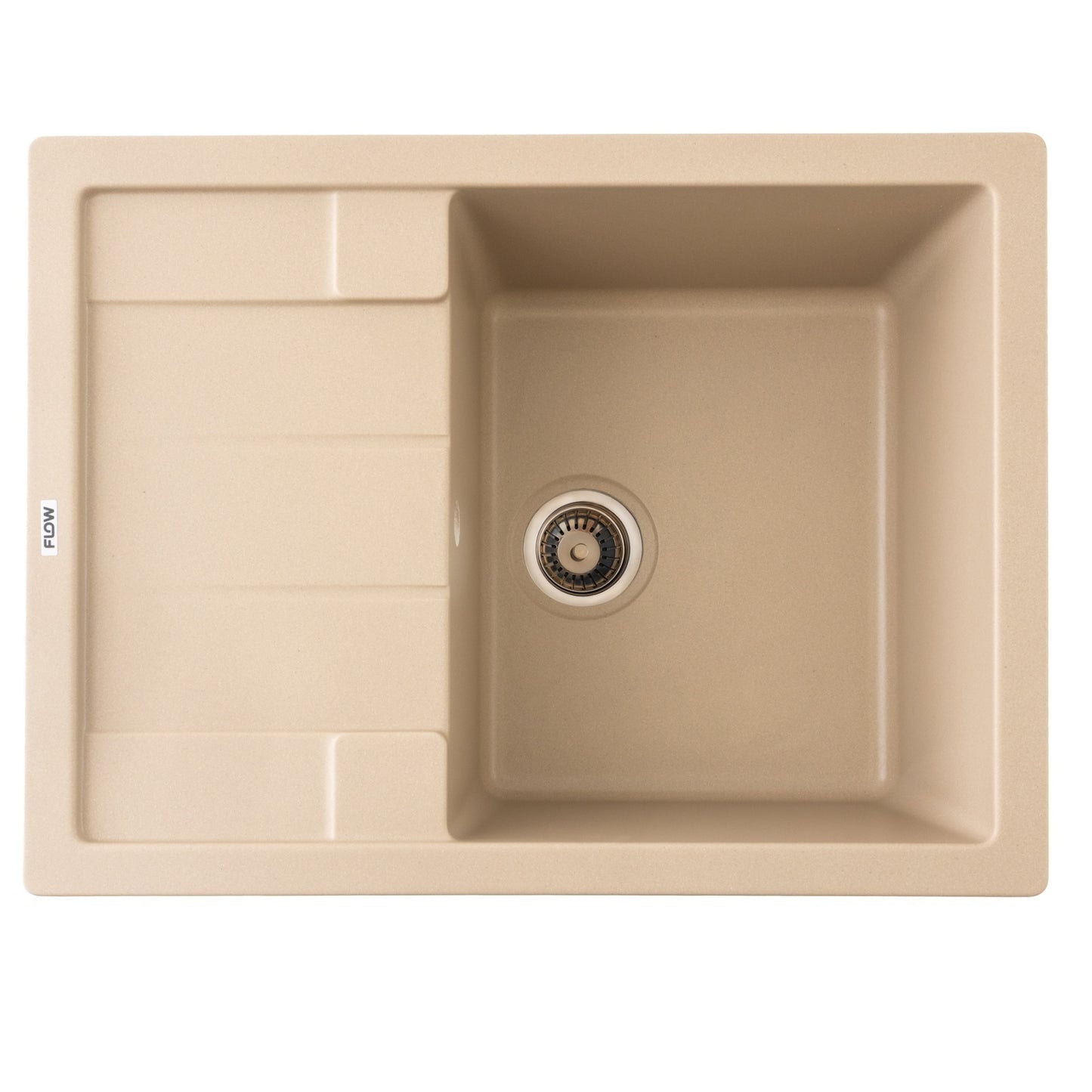 FCB-6449AS/1T, Chiuveta de bucatarie din granit cu o cuva si scurgator, seria ANILA, Sahara, 645x495x200 mm, FLOW