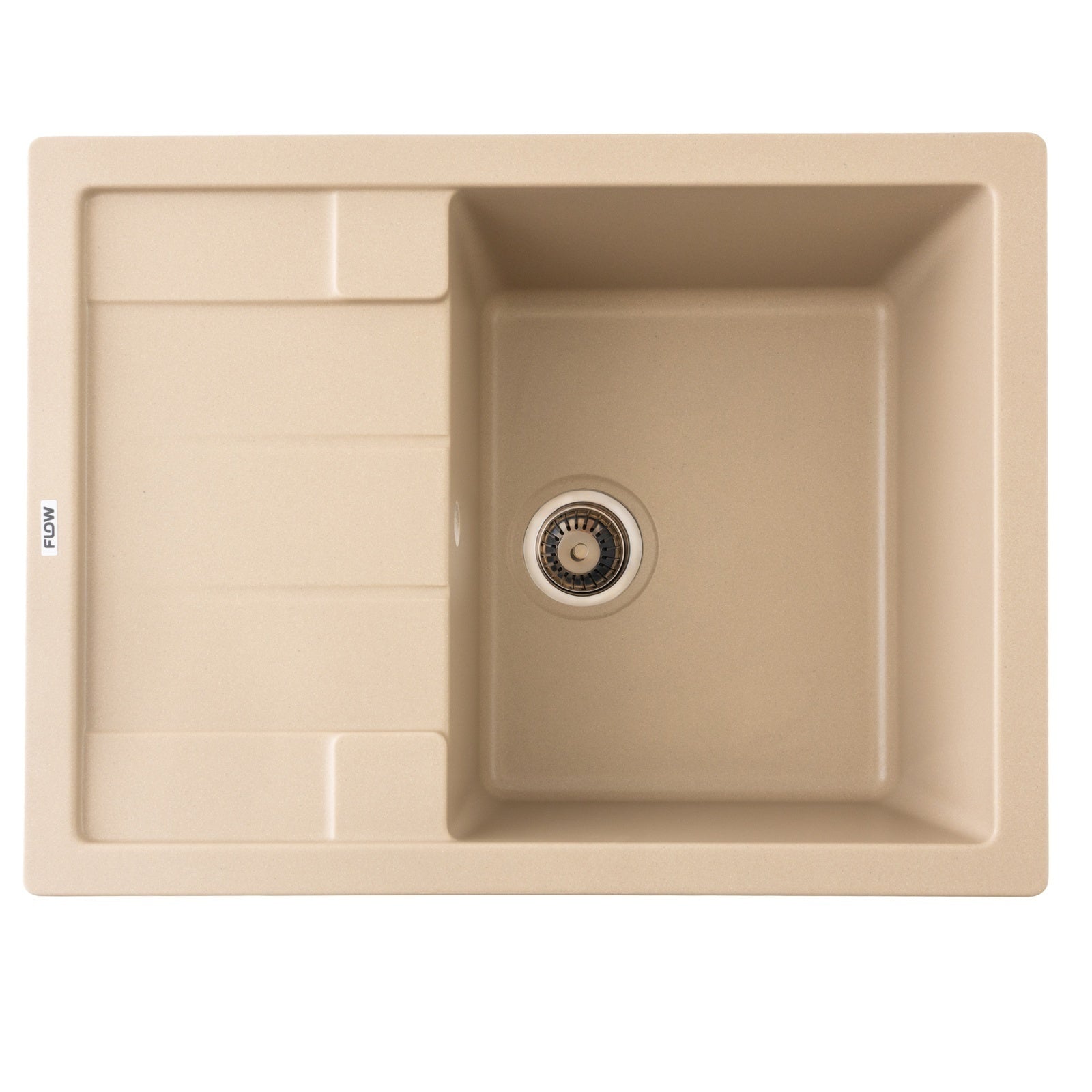 FCB-6449AS/1T, Chiuveta de bucatarie din granit cu o cuva si scurgator, seria ANILA, Sahara, 645x495x200 mm, FLOW