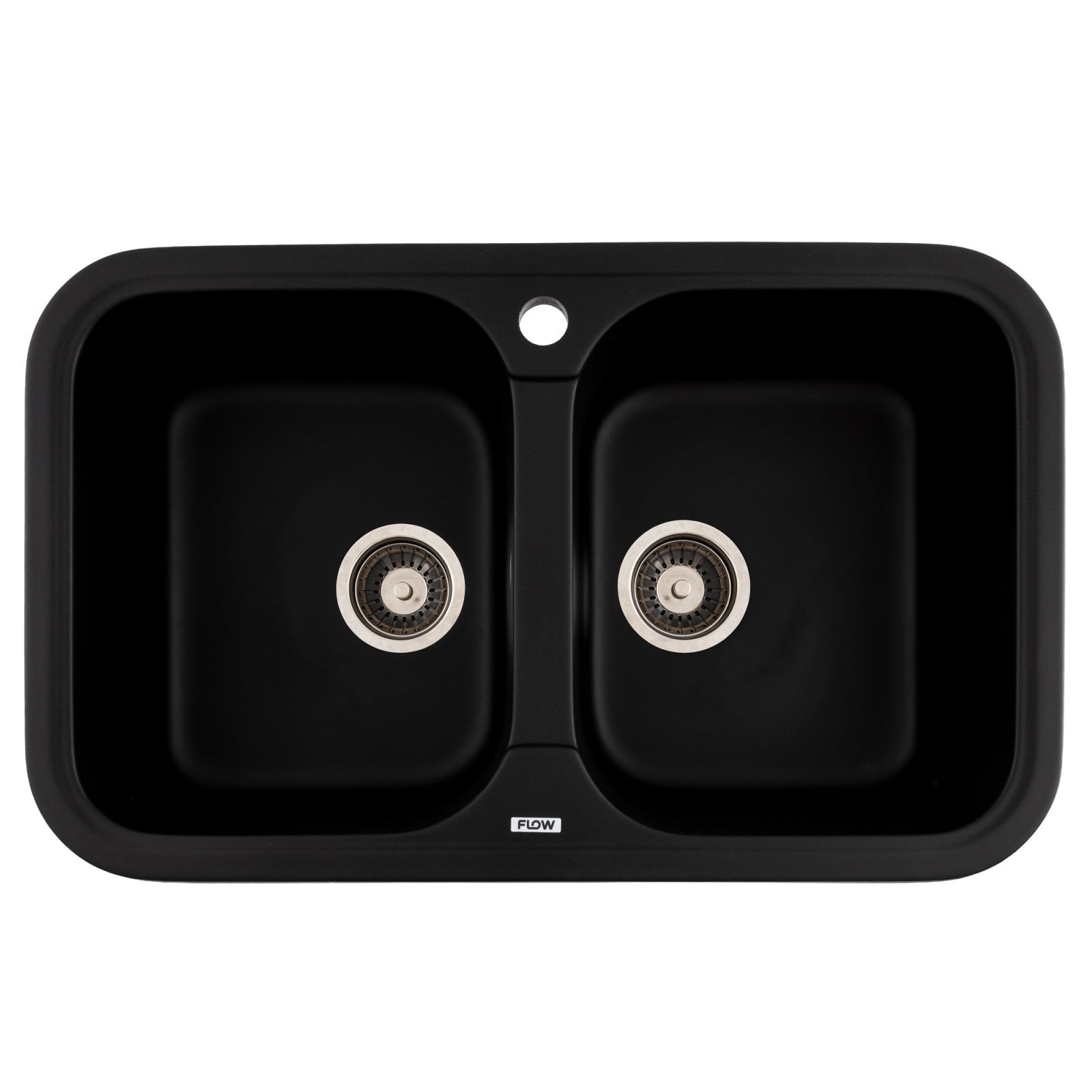 FCB-7647TBA/2, Chiuveta de bucatarie din granit cu doua cuve, seria TWINS, Black/Anthracite, 765x470x190 mm, FLOW