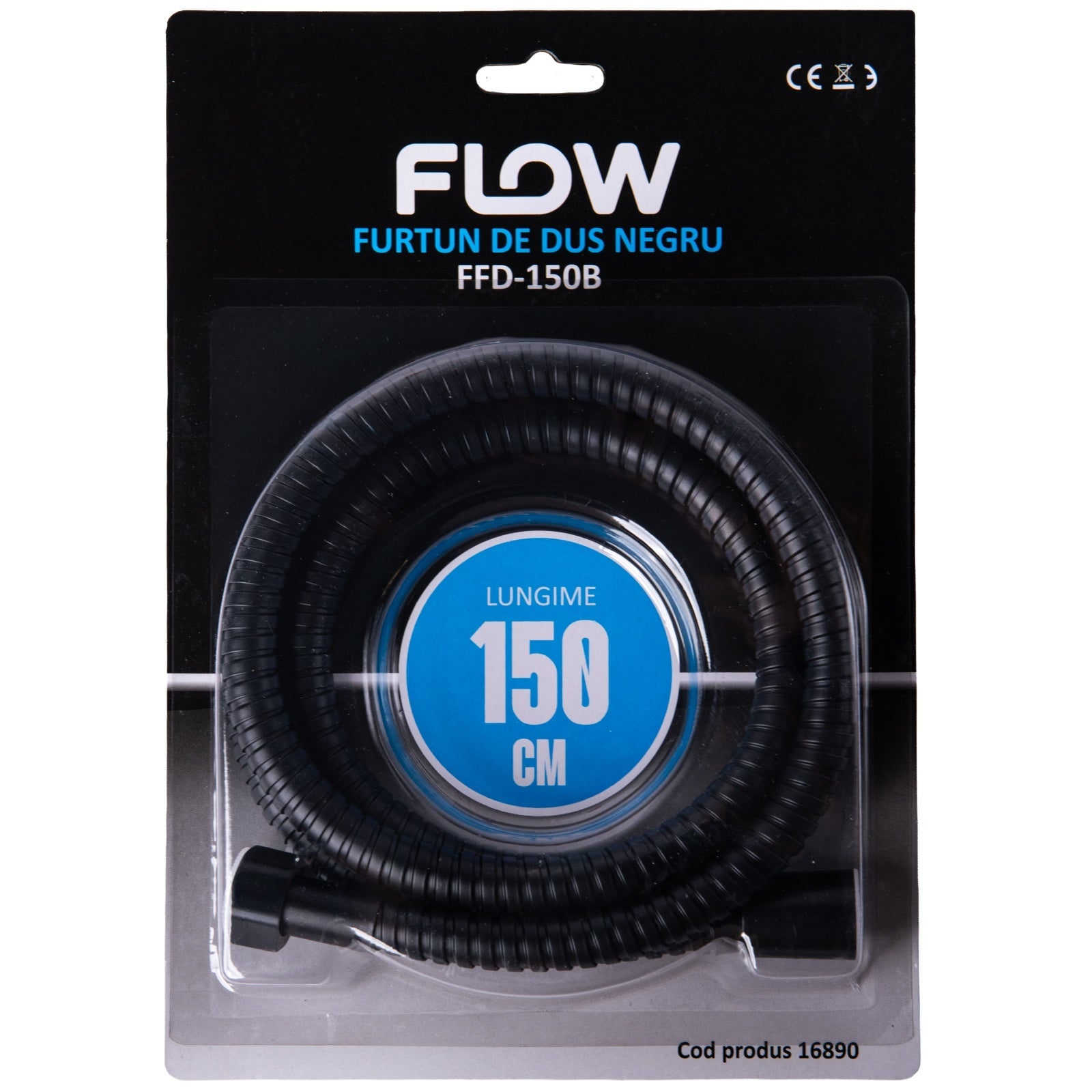 FFD-150B Furtun de duș negru 150 cm, FLOW
