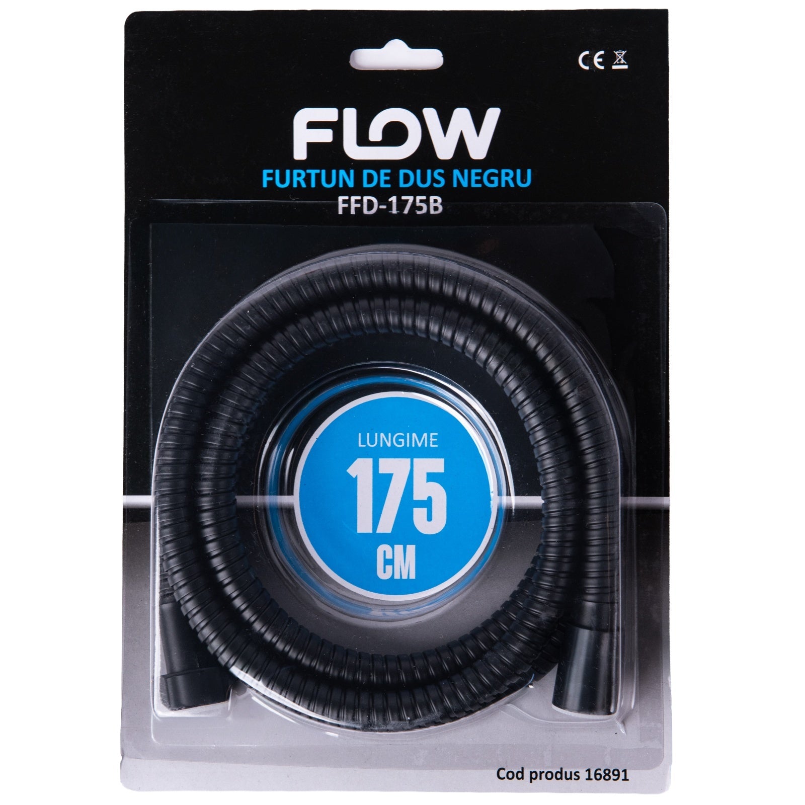 FFD-175B Furtun de duș negru 175 cm, FLOW