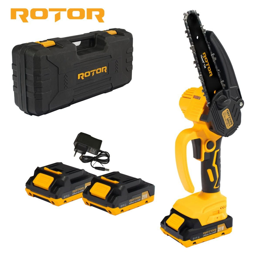 Fierastrau cu lant acumulator ROTOR RMC21-6 21V 2Ah lama 15cm 12m/s