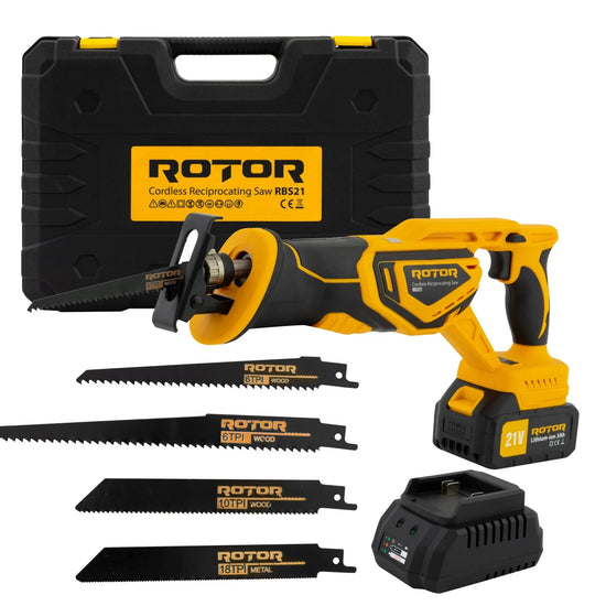 Fierastrau tip sabie cu acumulator ROTOR RBS21, 21V/3Ah, 750W, 2900 rpm, motor brushless, lame incluse