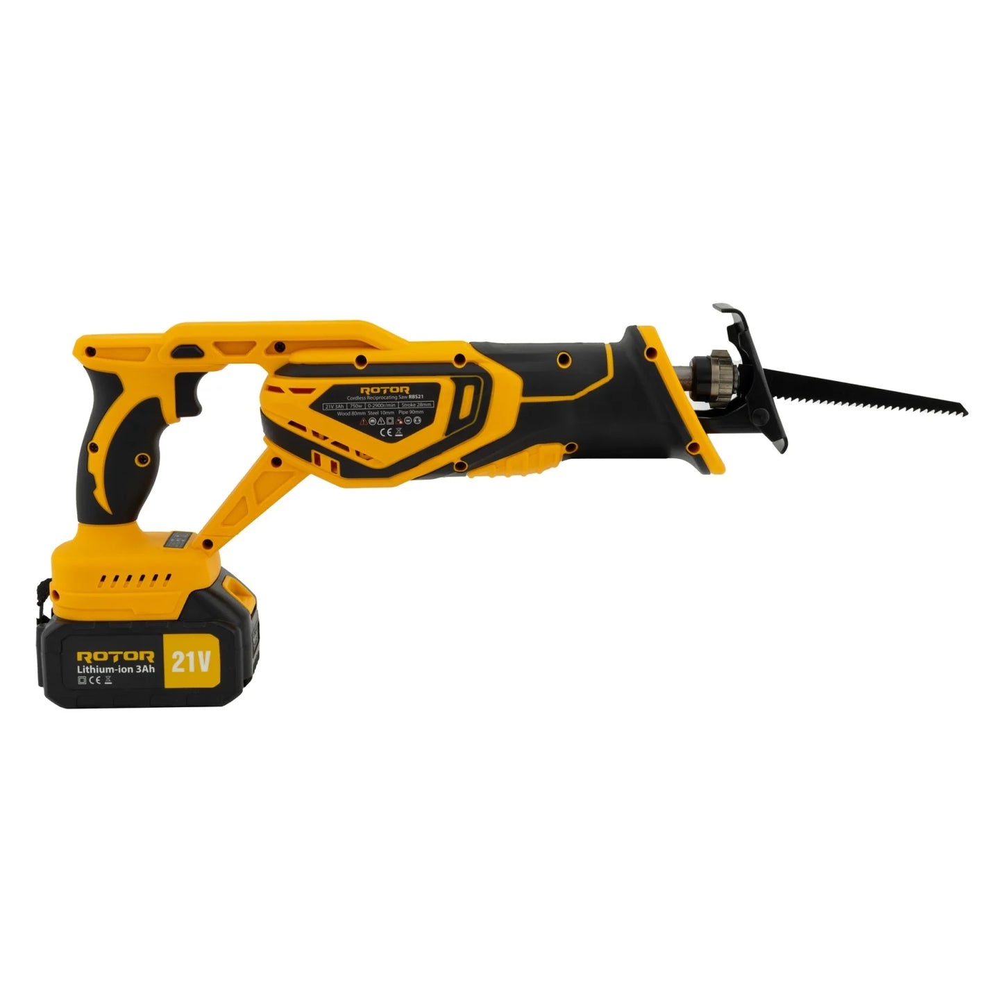 Fierastrau tip sabie cu acumulator ROTOR RBS21, 21V/3Ah, 750W, 2900 rpm, motor brushless, lame incluse