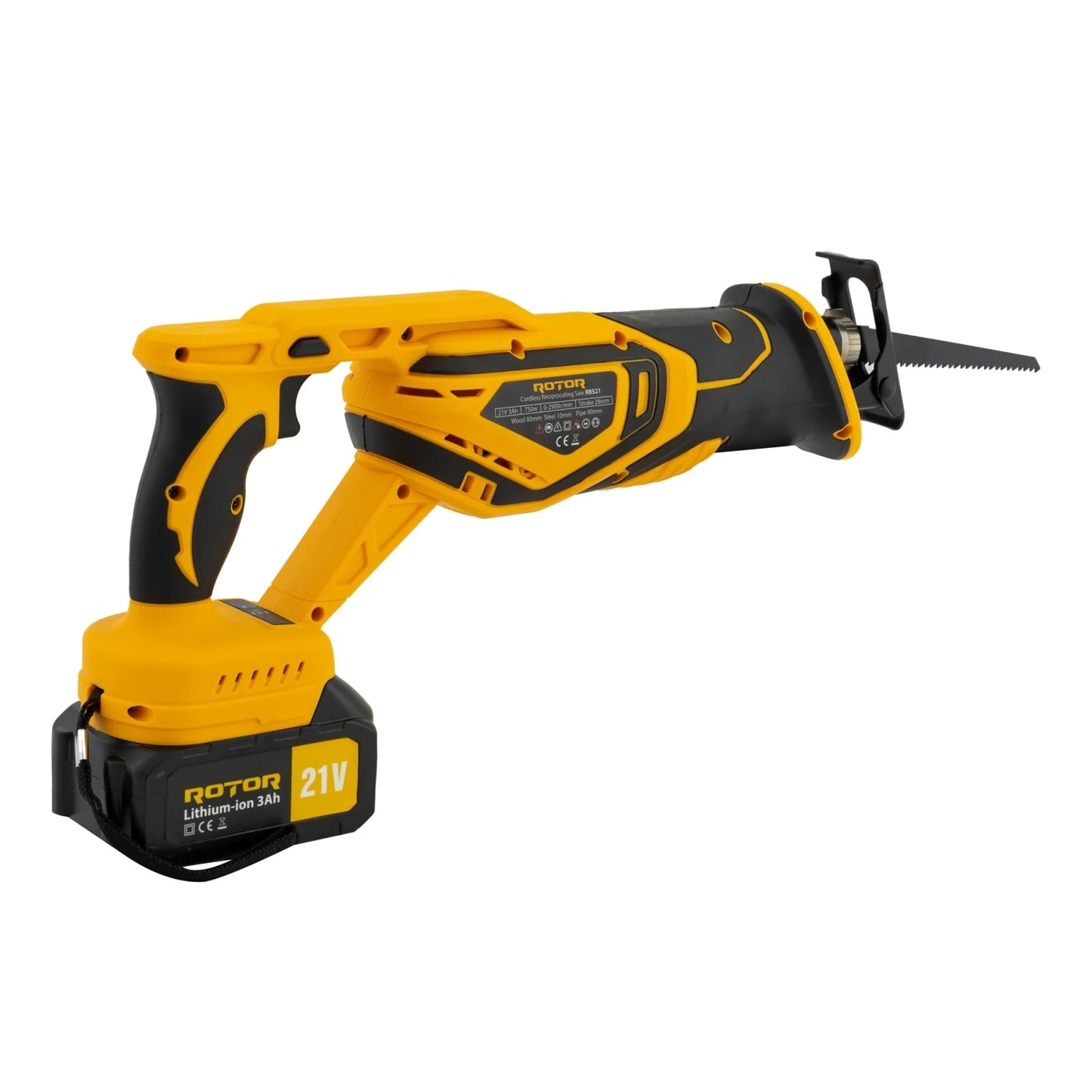 Fierastrau tip sabie cu acumulator ROTOR RBS21, 21V/3Ah, 750W, 2900 rpm, motor brushless, lame incluse