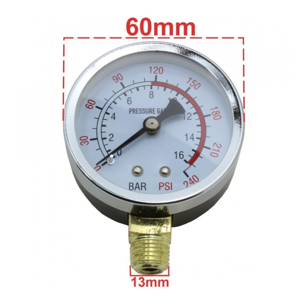 Manometru presiune 16 bar 1/4 60mm compresor aer
