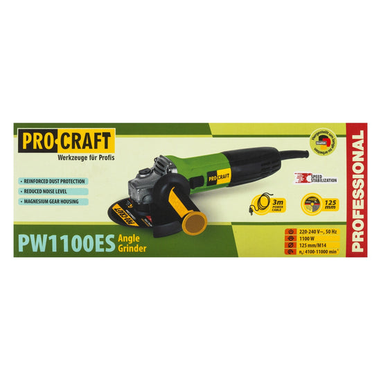Polizor Unghiular cu Variator ProCraft PW1100ES, 1100W, 125mm, 2800-11000 RPM