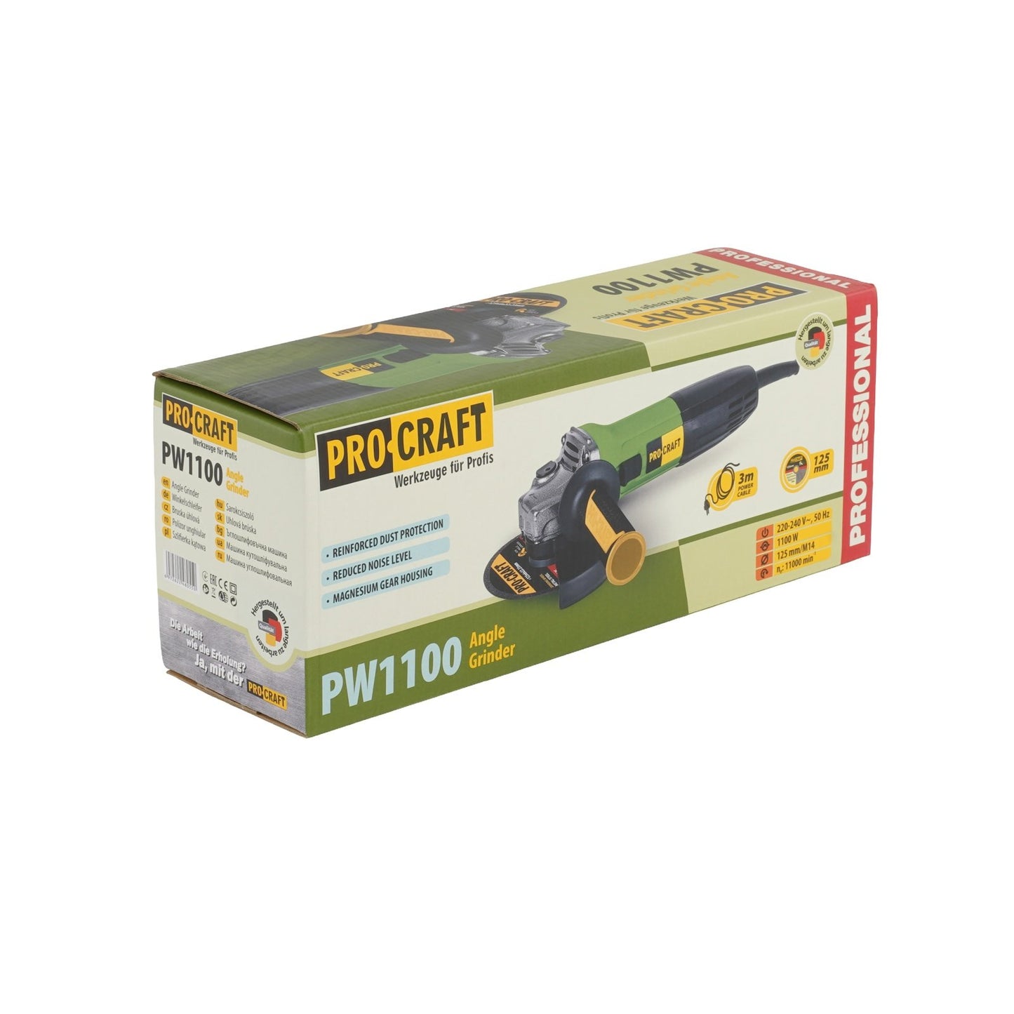 Polizor unghiular Procraft PW1100, 1100W, 125 mm, 11000 RPM