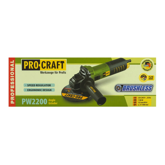 Polizor unghiular Procraft PW2200, 1100W, 125 mm, 11000 rpm, motor brushless, variator turatie