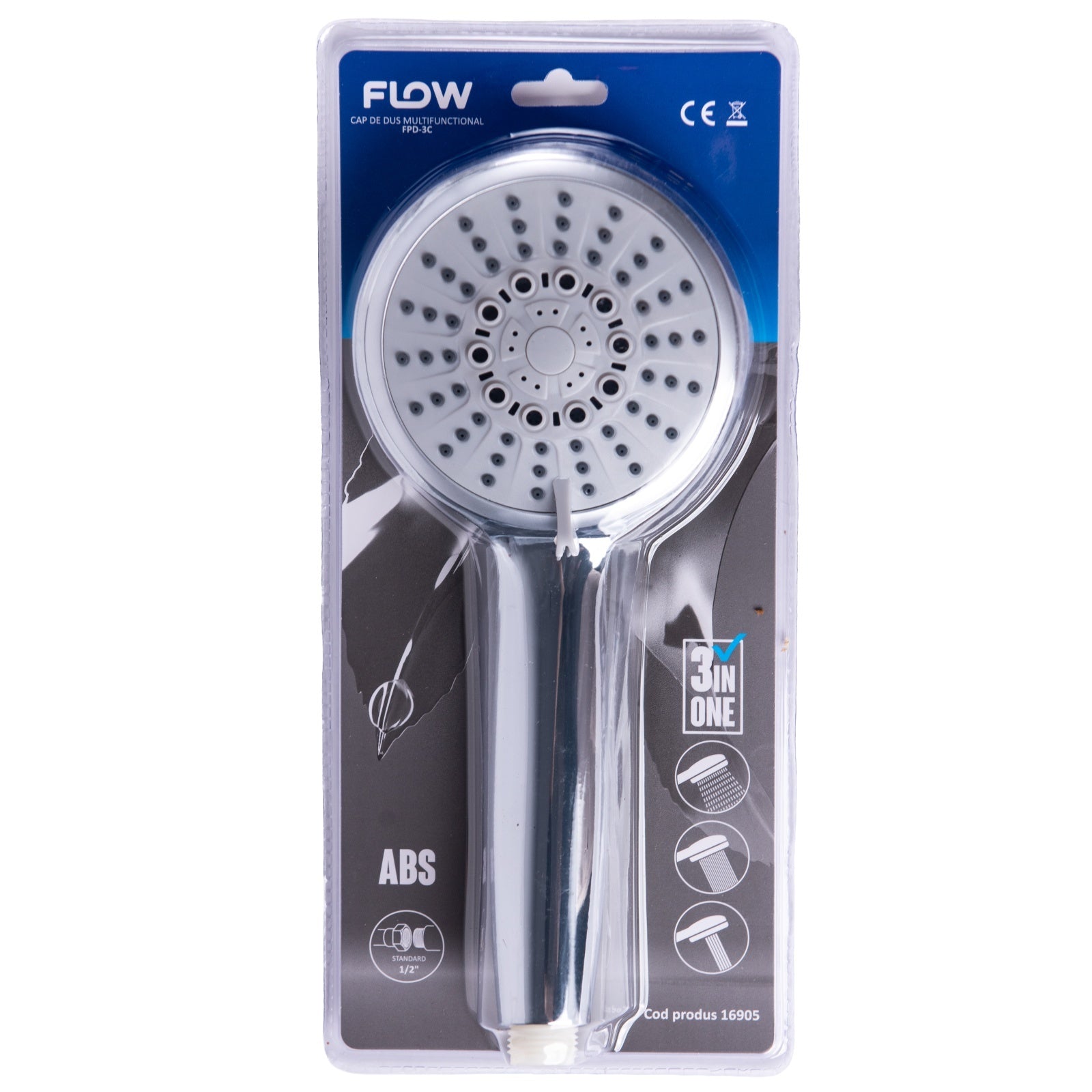 FPD-3C Cap de duș multifuncțional 3 în 1, crom ABS, FLOW