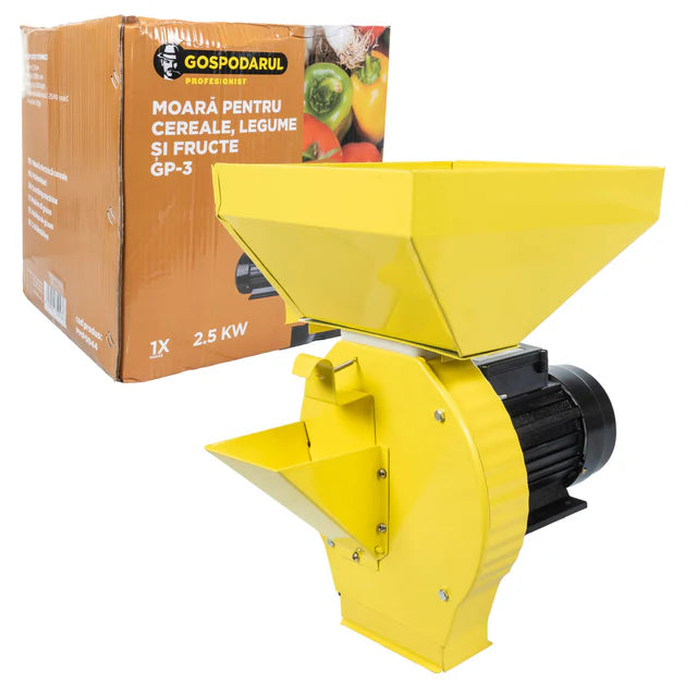 Moara cereale, legume si fructe Gospodarul Profesionist GP-3, 3600W, cuva mare, 200 kg/h, PROFESIONALA