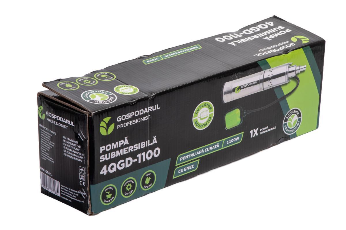 Pompa submersibila PROFESIONALA pentru apa curata Gospodarul Profesionist 4QGD-1100-F, cu snec si flotor, 1100W, 1980 l/h