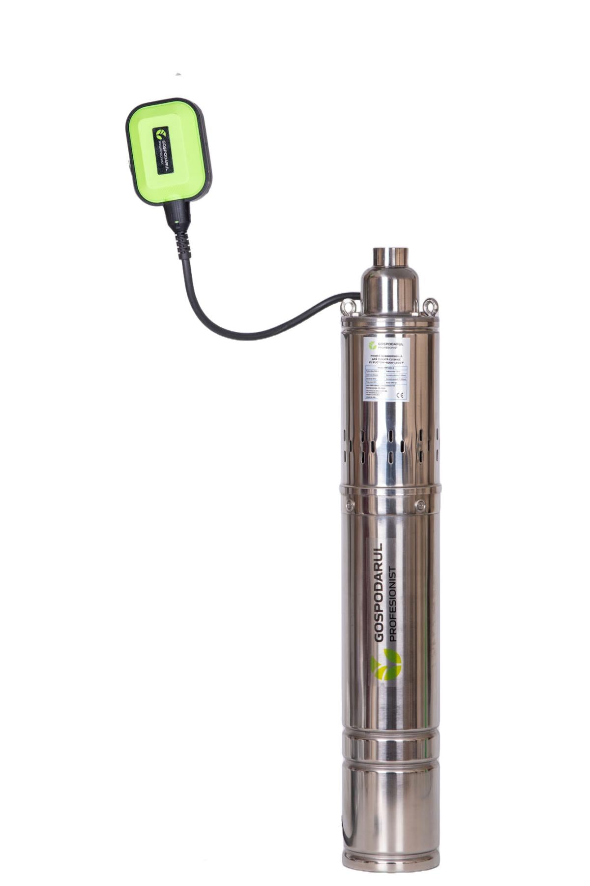 Pompa submersibila PROFESIONALA pentru apa curata Gospodarul Profesionist 4QGD-1500-F, cu snec si flotor, 1500W, 3900 l/h
