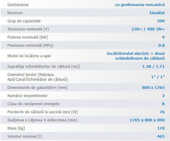 Boiler termoelectric cu doua serpentine Eldom FV50080S21, 9000 W, 500 l, montaj pe sol, 0.8 Mpa