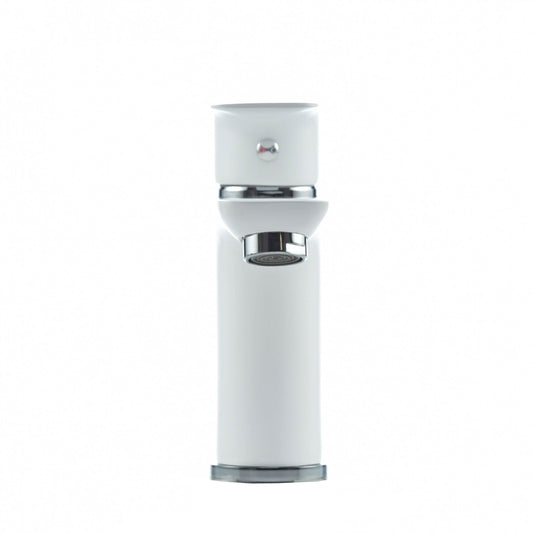 Baterie lavoar HI-NON H181-FW-439, alb mat, monocomanda, cartus ceramic 40 mm, racorduri incluse - ZEP.RO - Ți-e la îndemână!