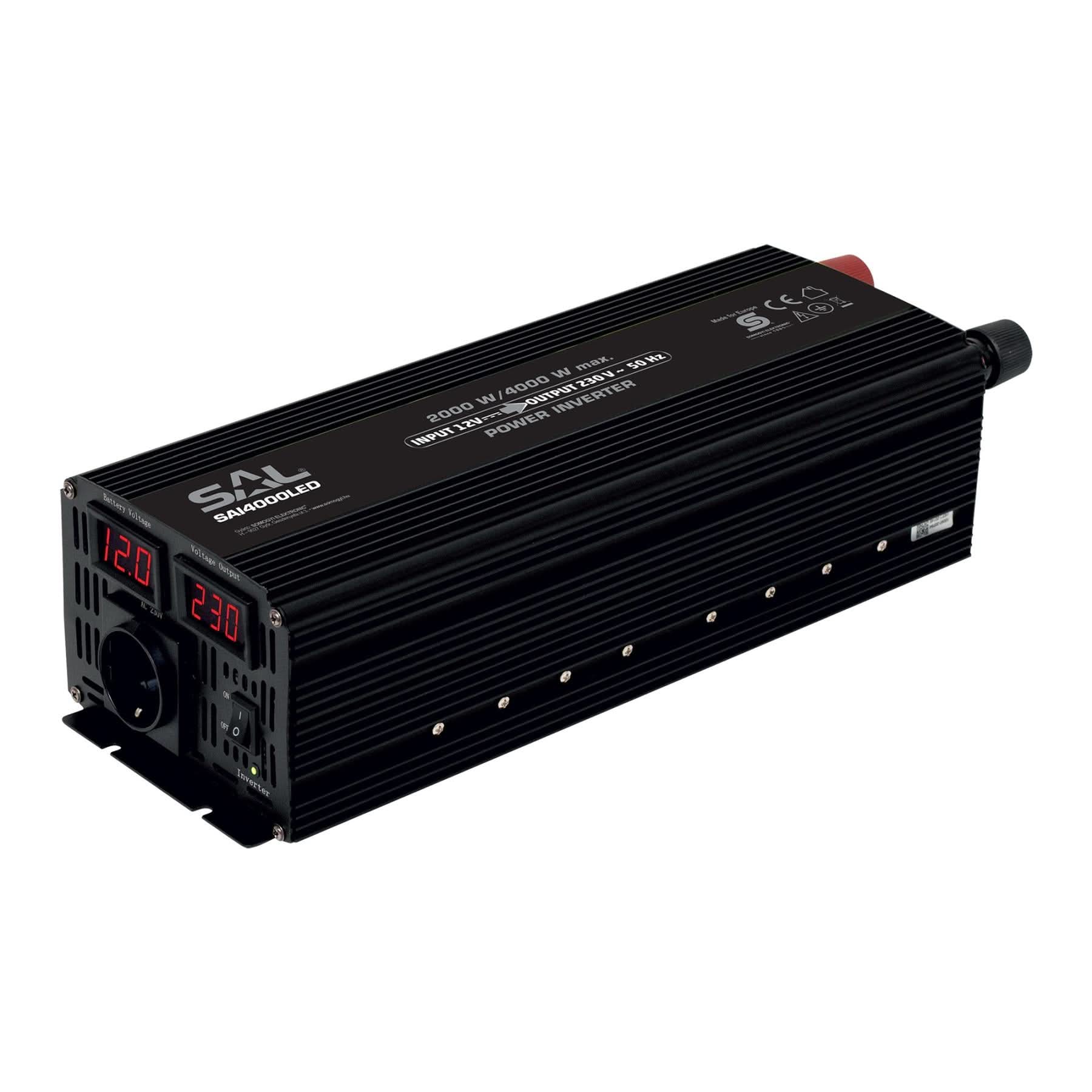 Invertor tensiune 12V la 230V, 2000W continuu / 4000W maxim, voltmetru digital, SAI4000LED