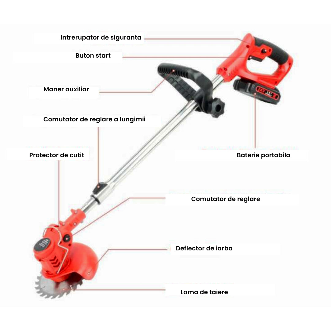 Trimmer electric pentru tuns gazon/iarbă 2-36V 2 baterii incluse