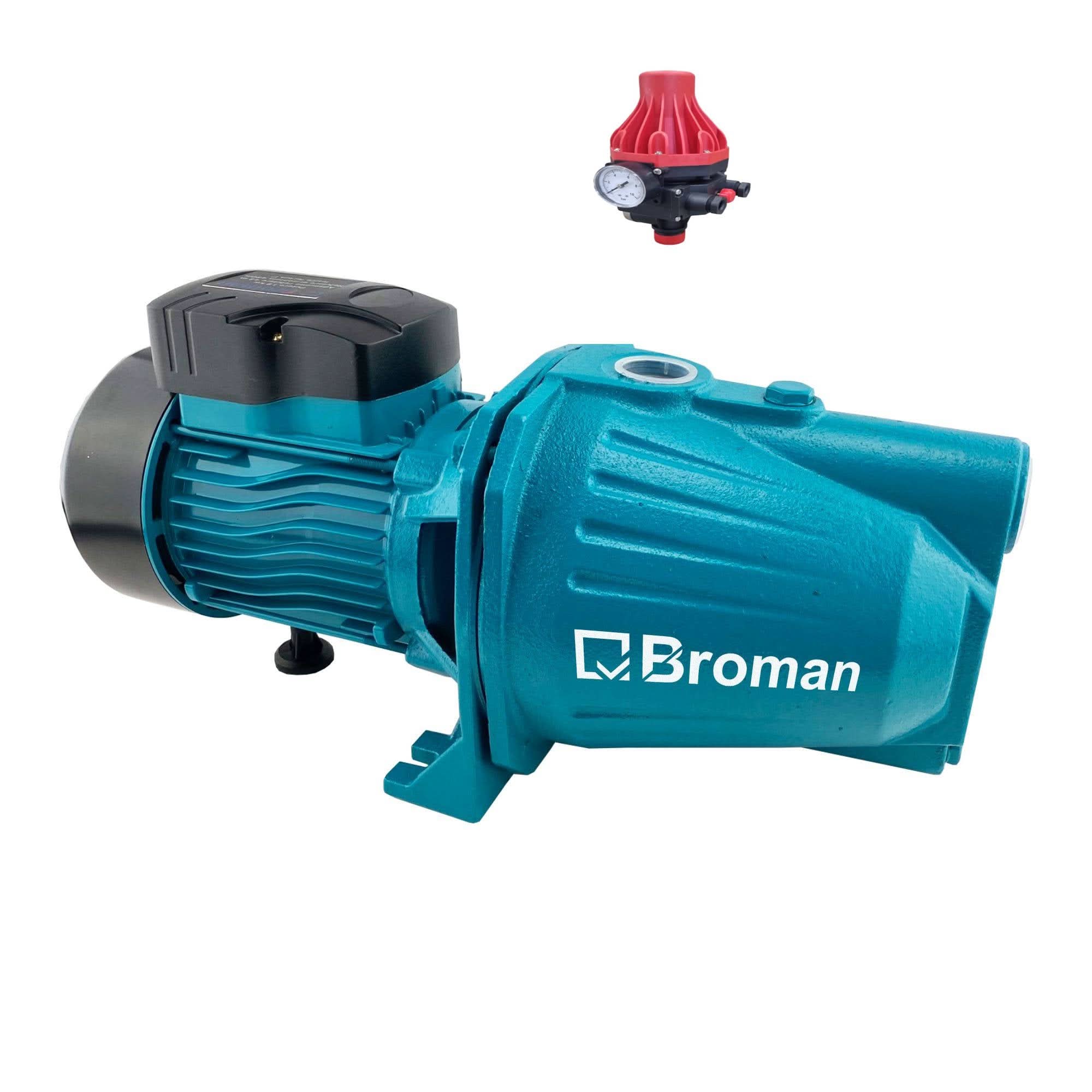 Pompa apa autoamorsanta Broman JET100L, 1800W, 60 l/min, H refulare 48m + Prescontrol automat Elefant EWPC-3, 1.1kW, racord 1", 1.5 bar