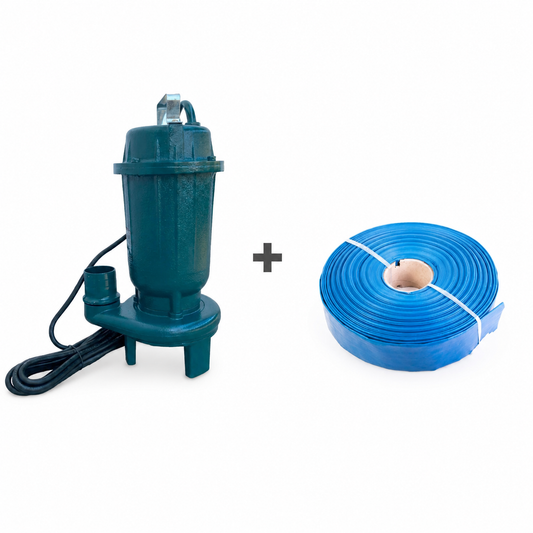Kit pompa submersibila Brillo WQD 2500W cu furtun albastru refulare 2 inch 50 m