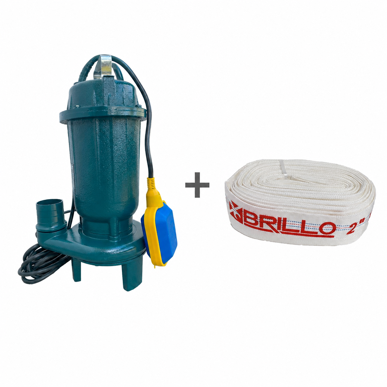Kit pompa Brillo BR-WQD15-12-2.5TP cu furtun pompier 2 inch 20 m