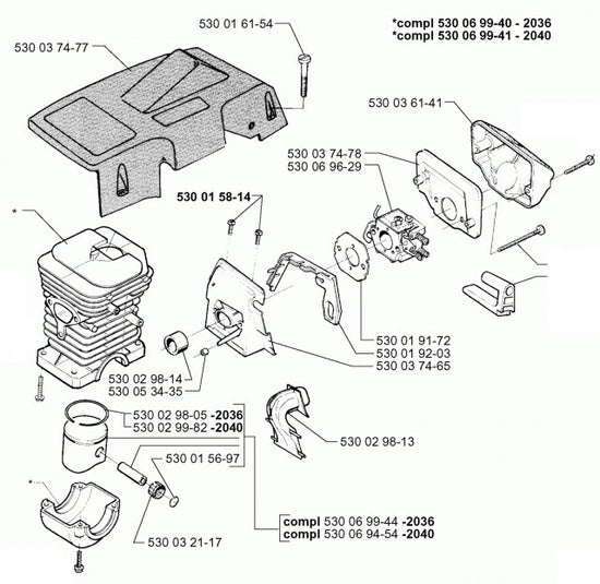 Kit pentru drujba cilindru drujba Husqvarna 136, 137 (cal. 2) - vedere 3